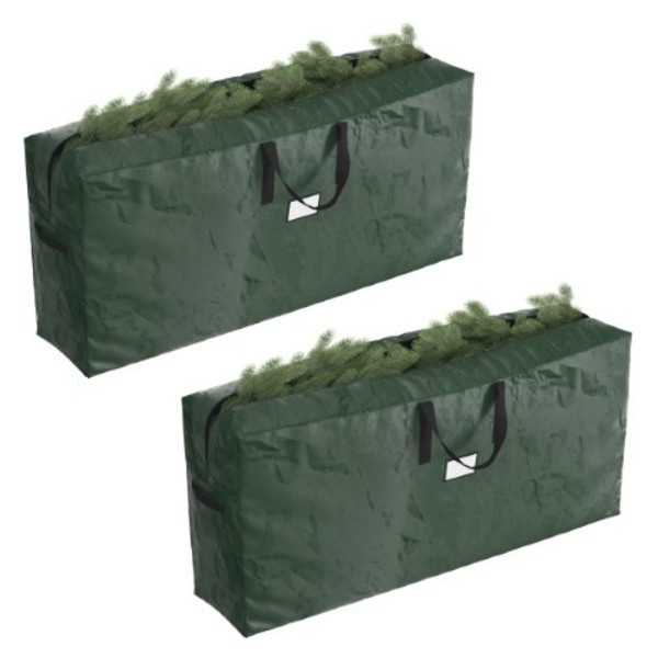 Hastings Home 2-pack Christmas Tree Storage Tote Bags fits 9-foot Artificial Tree for Holiday Decorations, (Green) 468181HSL